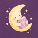 책을 읽는 초승달 모양의 KidStory 앱 아이콘